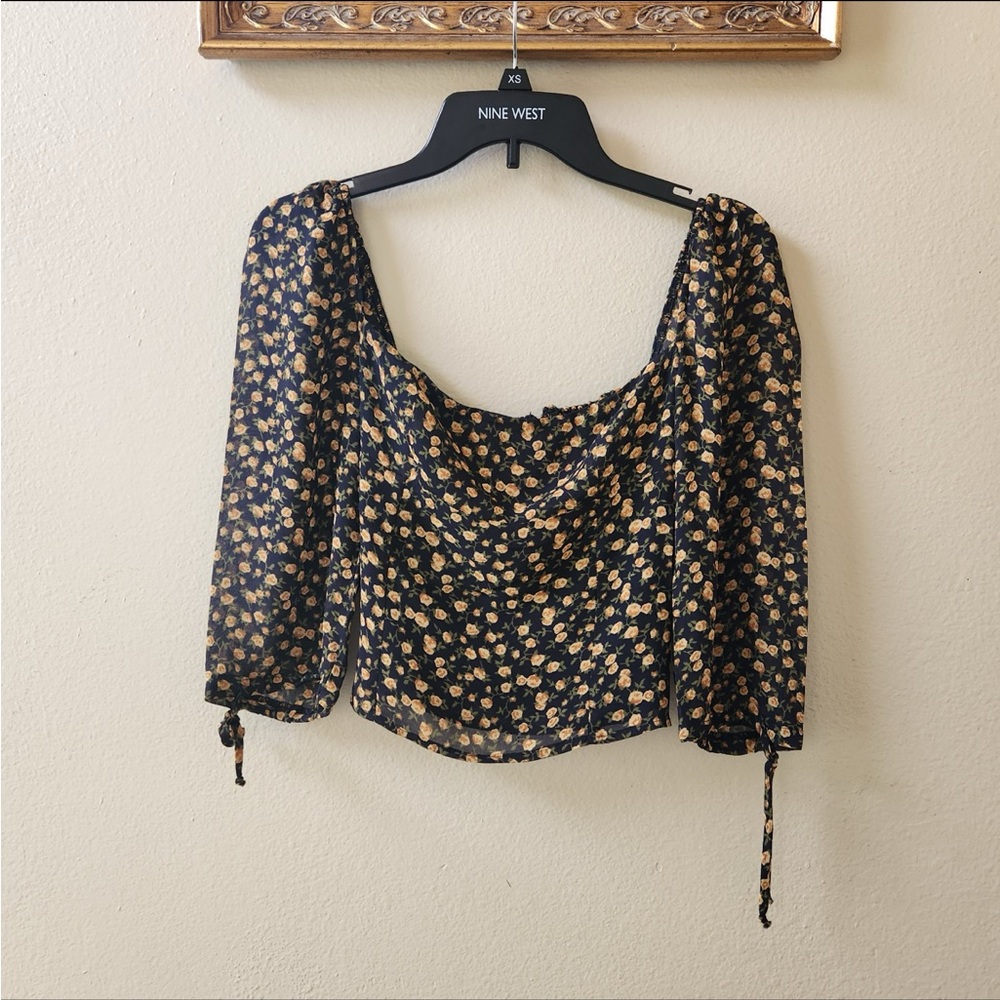 Reformation Grove top black floral blouse size 2